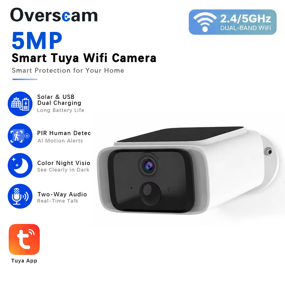 Alarm Siren Outdoor - Câmera de Segurança Solar Tuya 5MP