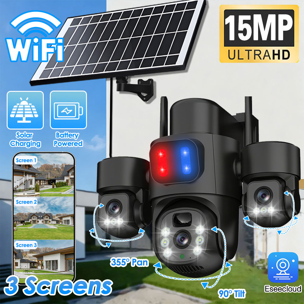 Home Security Monitor - Câmera solar ptz wi-fi, externa, 15mp,